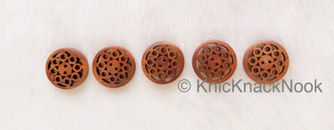 Filigree Brown Round Wood Buttons